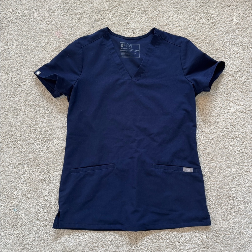 Figs Deep Blue V-Neck Scrub Top